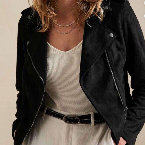 Philosophy Black Faux-Suede Moto Jacket XS - Picture 1 of 10